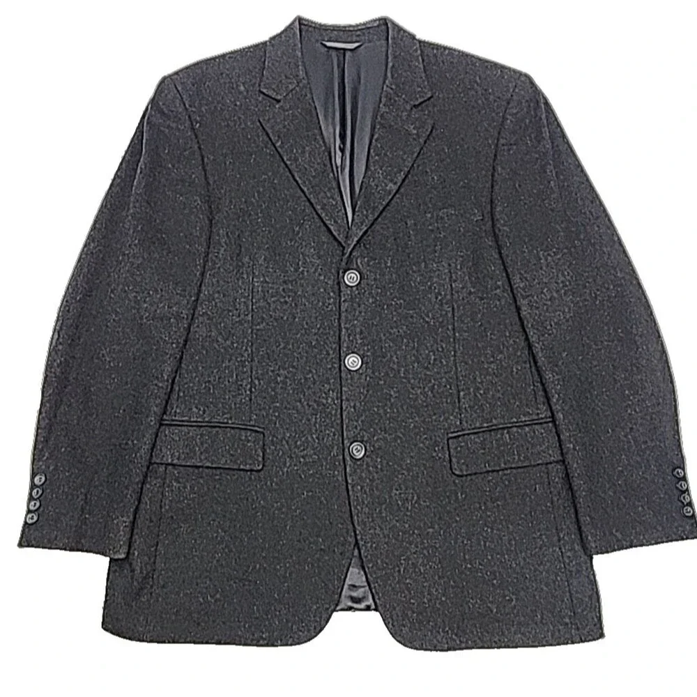 Andrew Fezza Blazer Sport Coat Jacket Wool Silk Cashmere Gray Sz 42R Men Carver